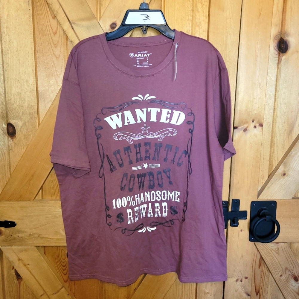 Ariat womens size Medium "wanted cowboy " tshirt